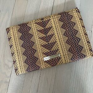 BCBG Generation Raffia/Woven Straw Envelope Bag